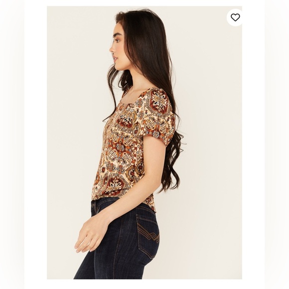 Idyllwind Women's Slaydon Tapestry Print Short Sleeve Shirt Medium Bohemian - Picture 4 of 9